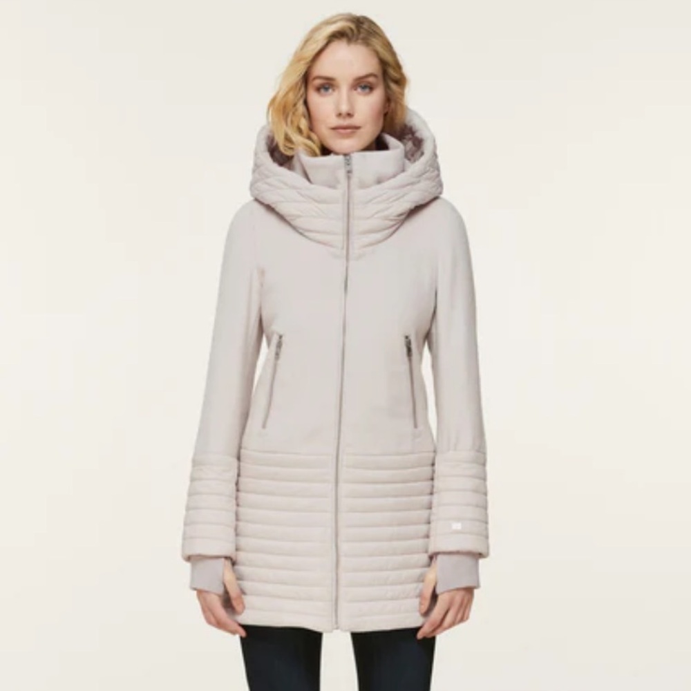 Soia & Kyo Light Taupe Quilted Hooded Puffer Coat